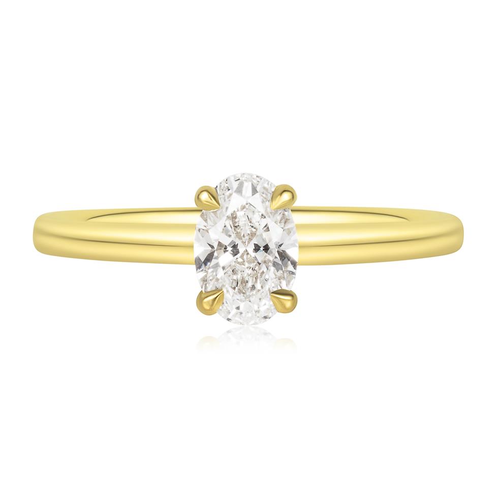 18ct Yellow Gold Oval Cut Diamond Solitaire Engagement Ring 0.60ct Thumbnail Image 1