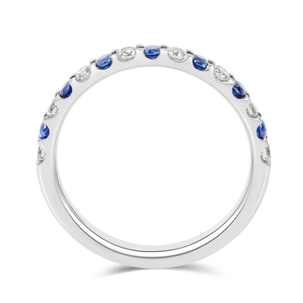 Platinum Sapphire and Diamond Half Eternity Ring Thumbnail Image 2