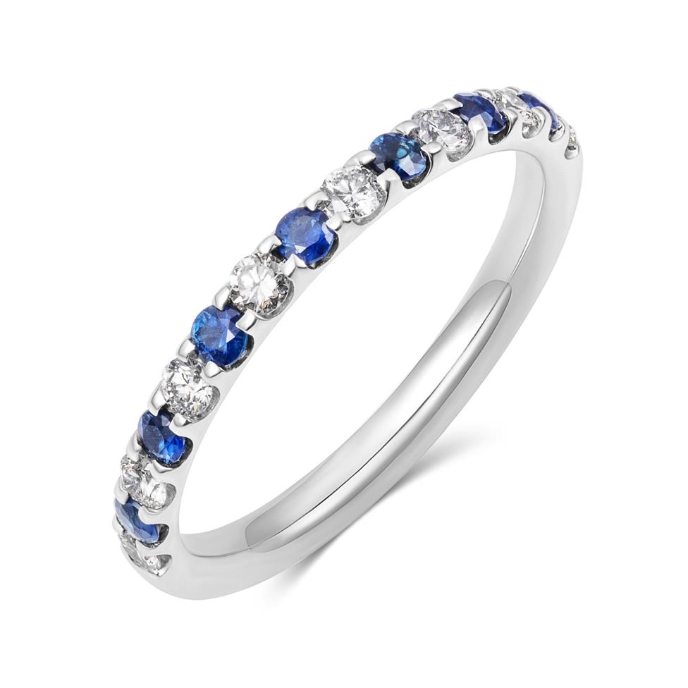 Platinum Sapphire and Diamond Half Eternity Ring Thumbnail Image 0
