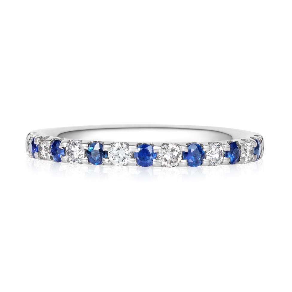 Platinum Sapphire and Diamond Half Eternity Ring Thumbnail Image 1