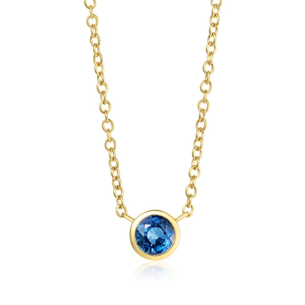 18ct Yellow Gold Sapphire Solitaire Necklace Thumbnail Image 0