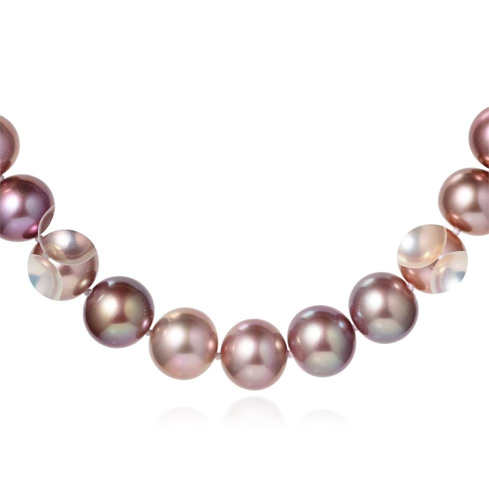 18ct Yellow Gold Graduated Pink Freshwater Pearl Necklace | 43cm Thumbnail Image 1