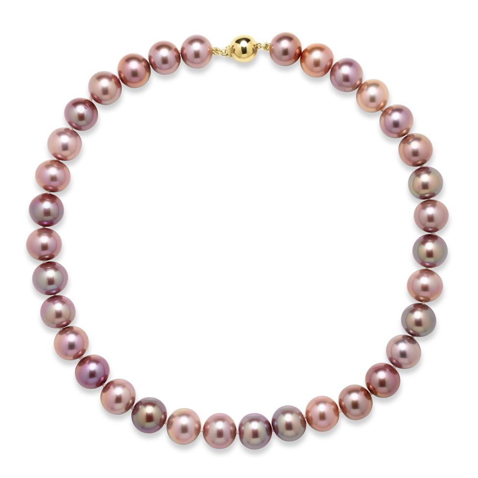 18ct Yellow Gold Graduated Pink Freshwater Pearl Necklace | 43cm Thumbnail Image 0