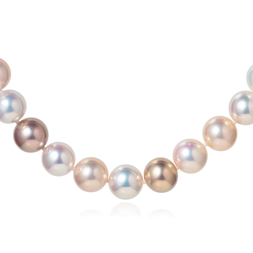 18ct Yellow Gold Graduated Soft Peach Freshwater Pearl Necklace | 47cm Thumbnail Image 1