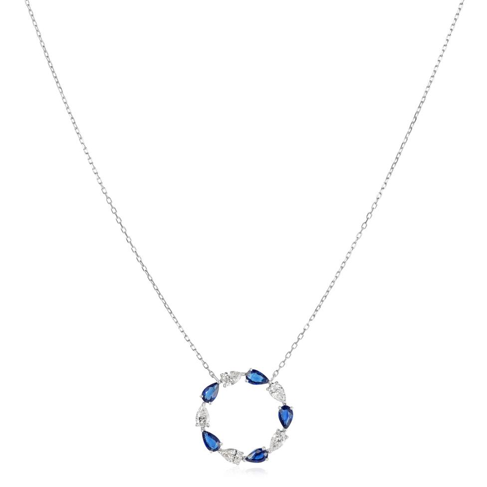Aurora White Gold Sapphire and Diamond Circle Necklace Thumbnail Image 2