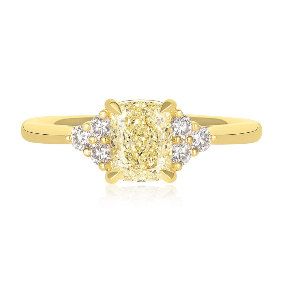 18ct Yellow Gold Yellow Cushion Diamond Engagement Ring 1.21ct Thumbnail Image 2