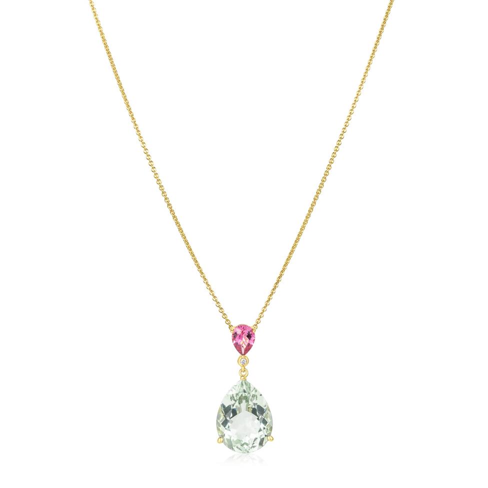 Sweetpea Green Amethyst and Pink Tourmaline Necklace Thumbnail Image 3
