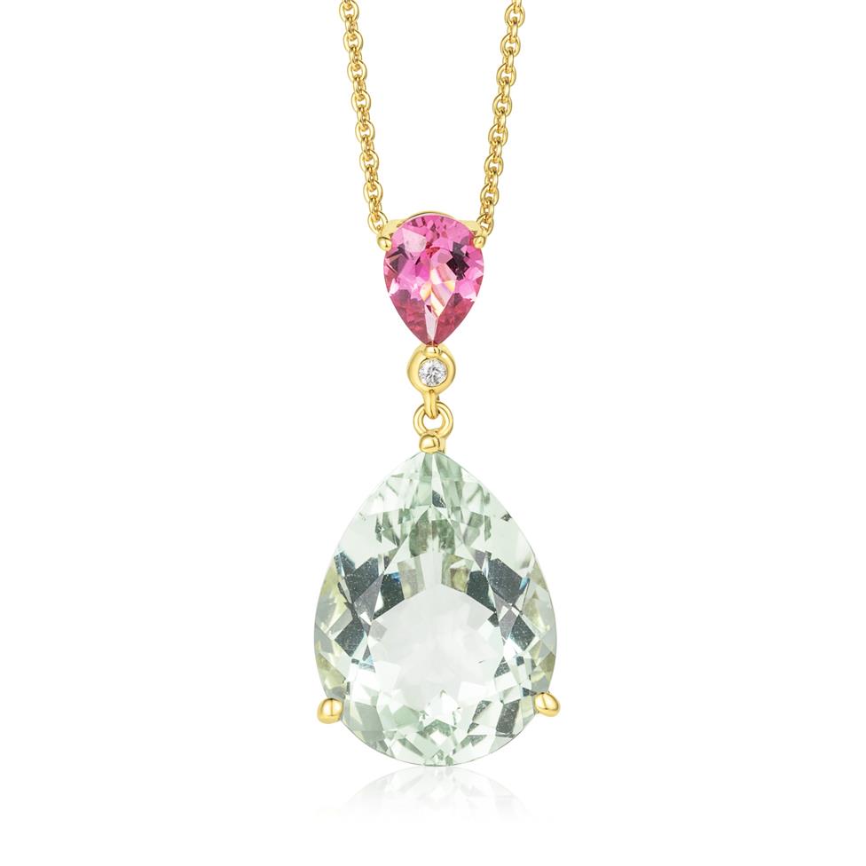 Sweetpea Green Amethyst and Pink Tourmaline Necklace Thumbnail Image 0