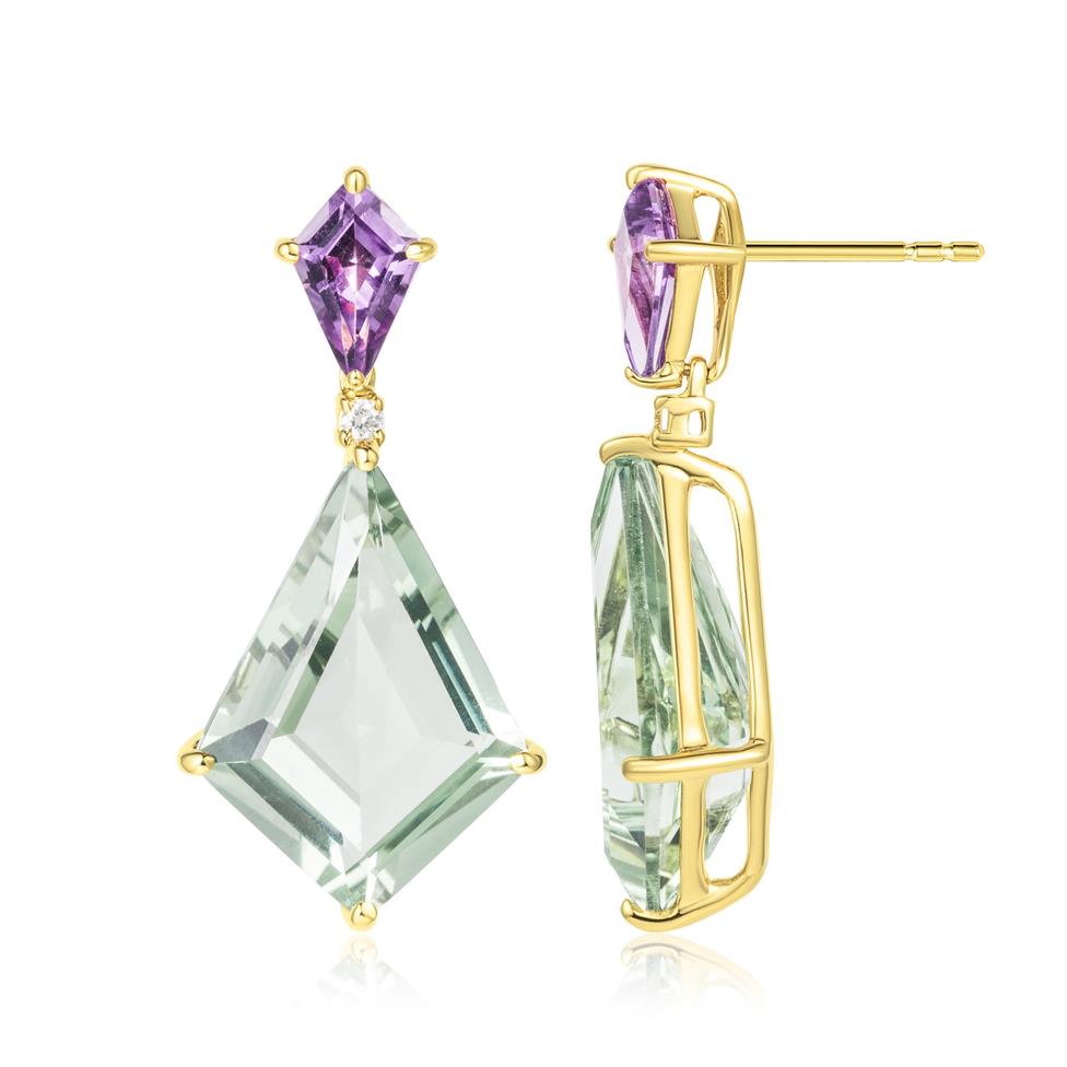 Sweetpea Kite Shape Amethyst Earrings Thumbnail Image 0