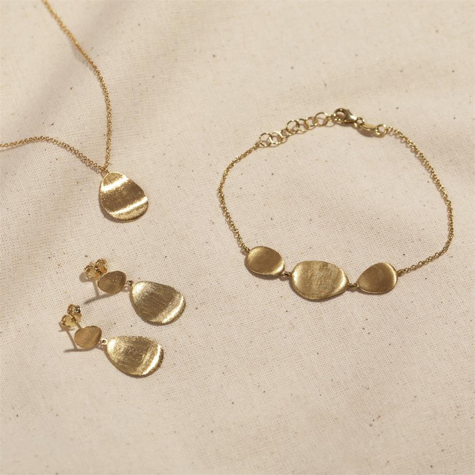 Cadence 18ct Yellow Gold Satin Finish Drop Earrings Thumbnail Image 3