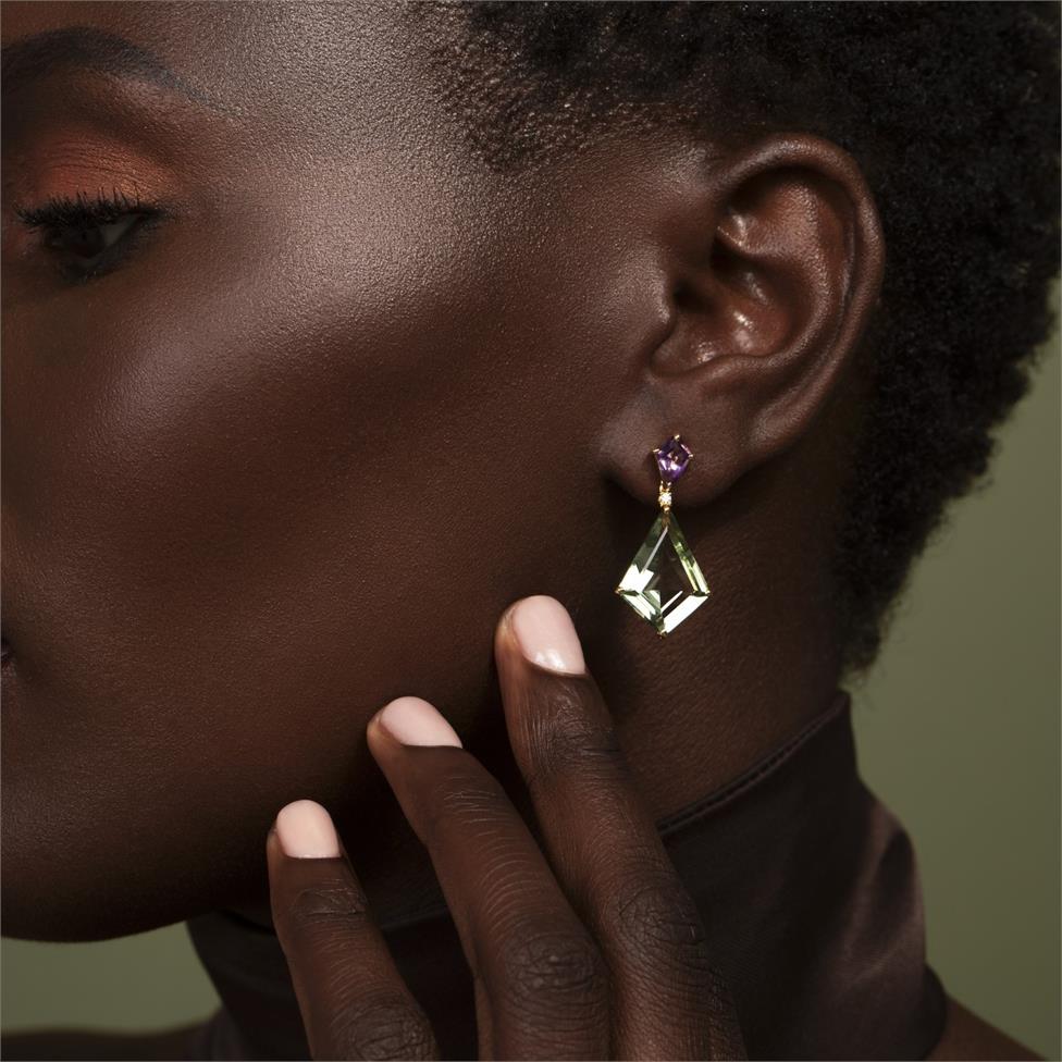 Sweetpea Kite Shape Amethyst Earrings Thumbnail Image 1