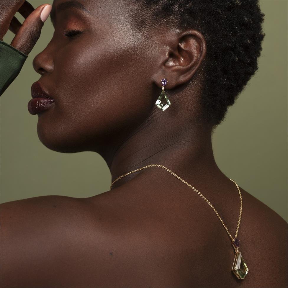 Sweetpea Kite Shape Amethyst Earrings Thumbnail Image 4