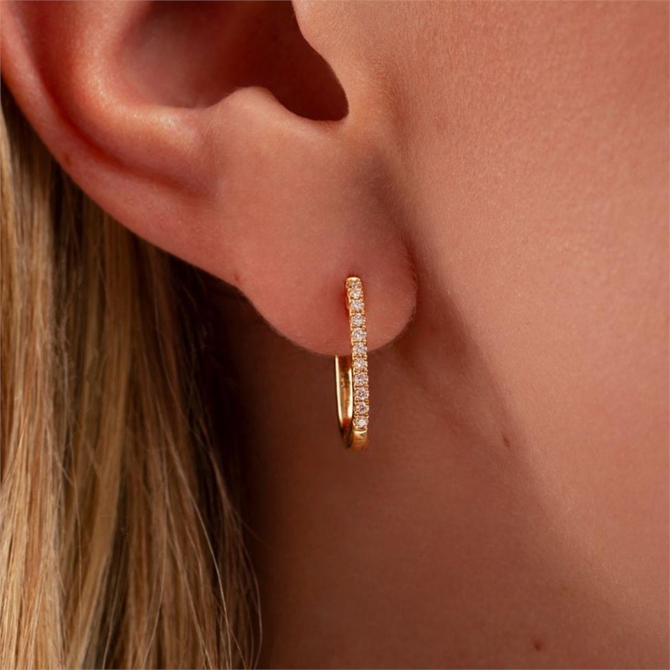 18ct Yellow Gold Oblong Diamond Hoop Earrings 0.23ct Thumbnail Image 1