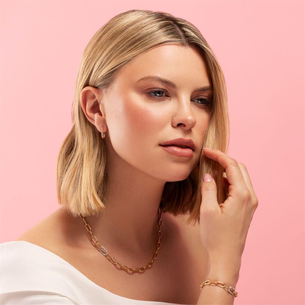 18ct Yellow Gold Diamond Set Paperlink Necklace Thumbnail Image 1