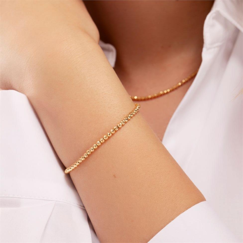 18ct Yellow Gold Faceted Bead Detail Necklace Thumbnail Image 2