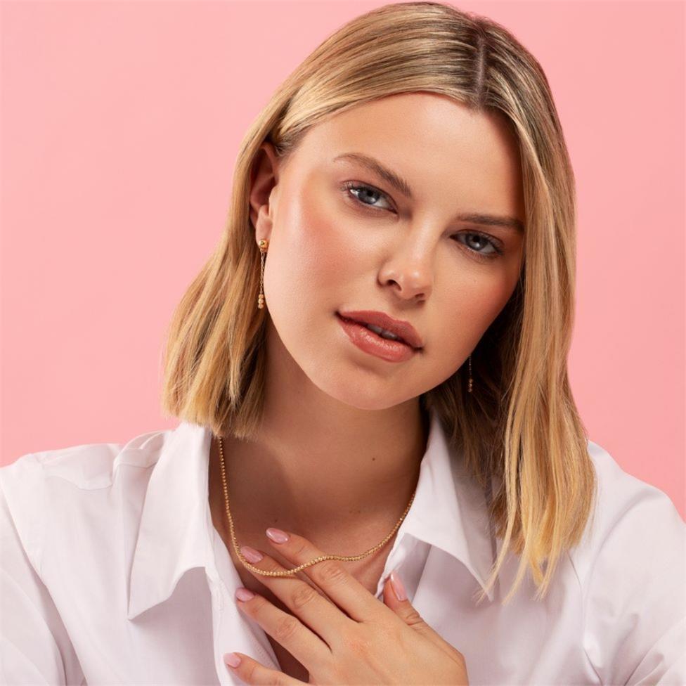 18ct Yellow Gold Faceted Bead Detail Necklace Thumbnail Image 1