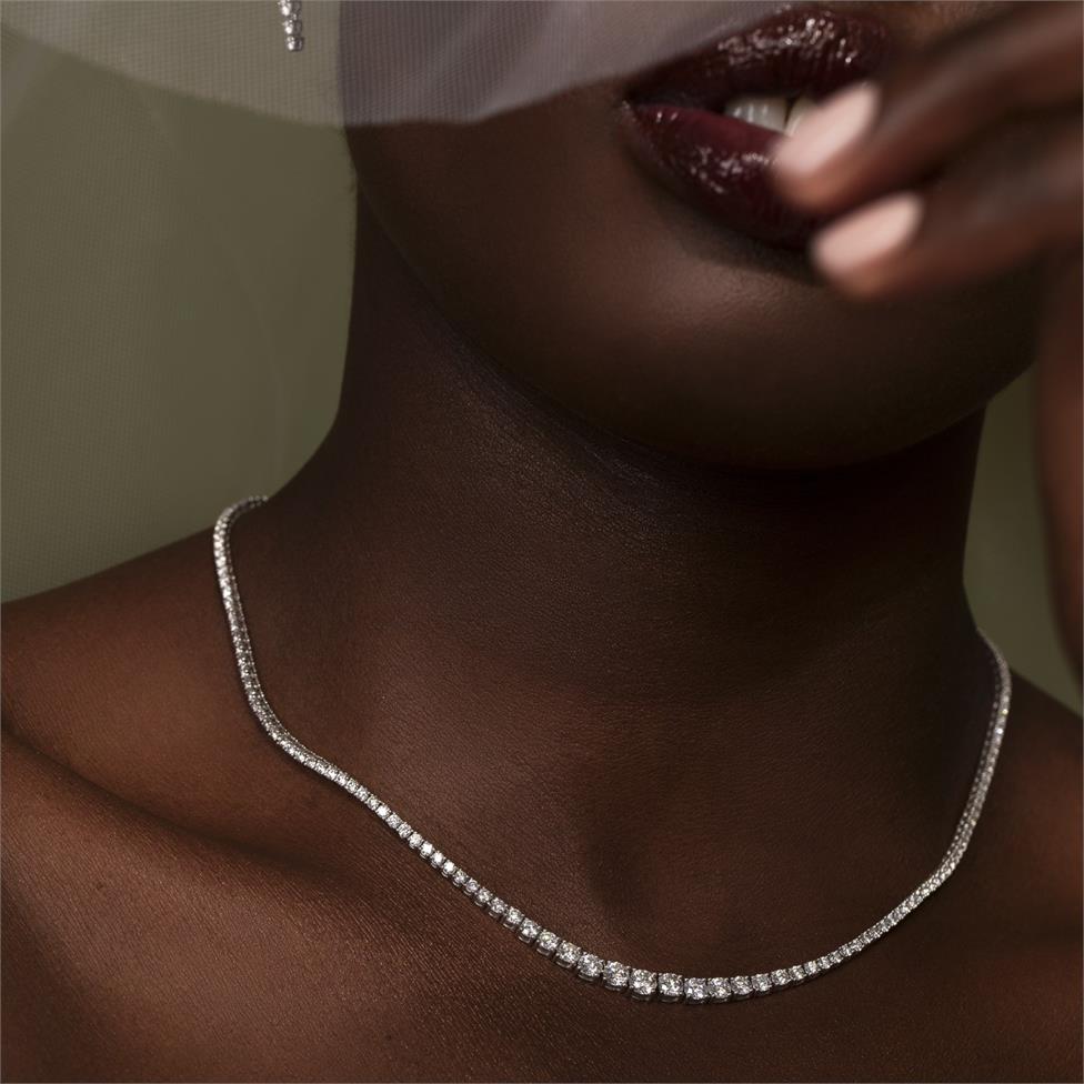 18ct White Gold Diamond Line Necklace 8.25ct Thumbnail Image 1