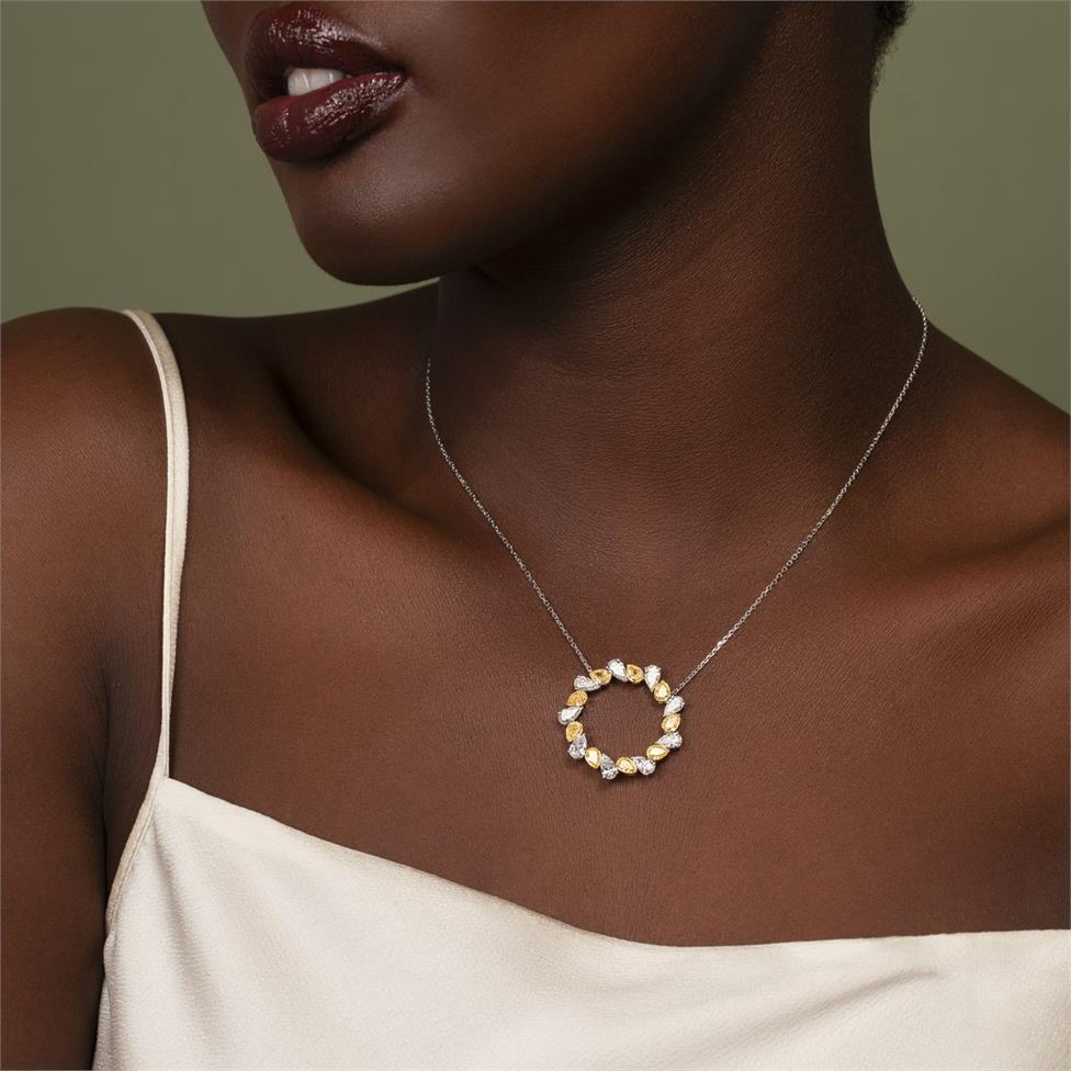 Aurora White Gold Yellow Diamond Circle Necklace Thumbnail Image 1