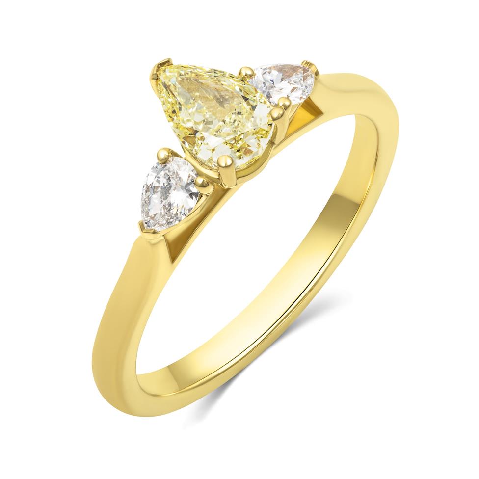 18ct Yellow Gold Yellow Pear Diamond Engagement Ring 0.71ct Thumbnail Image 0