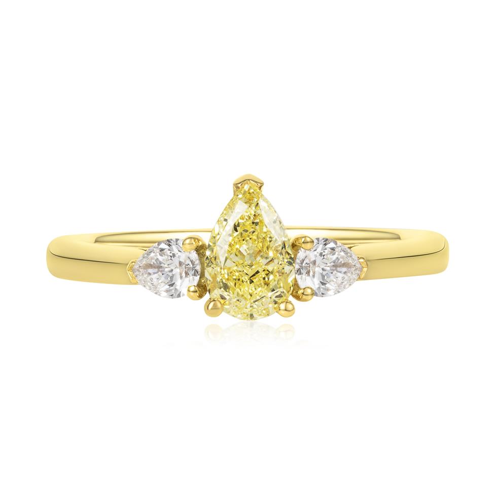 18ct Yellow Gold Yellow Pear Diamond Engagement Ring 0.71ct Thumbnail Image 1