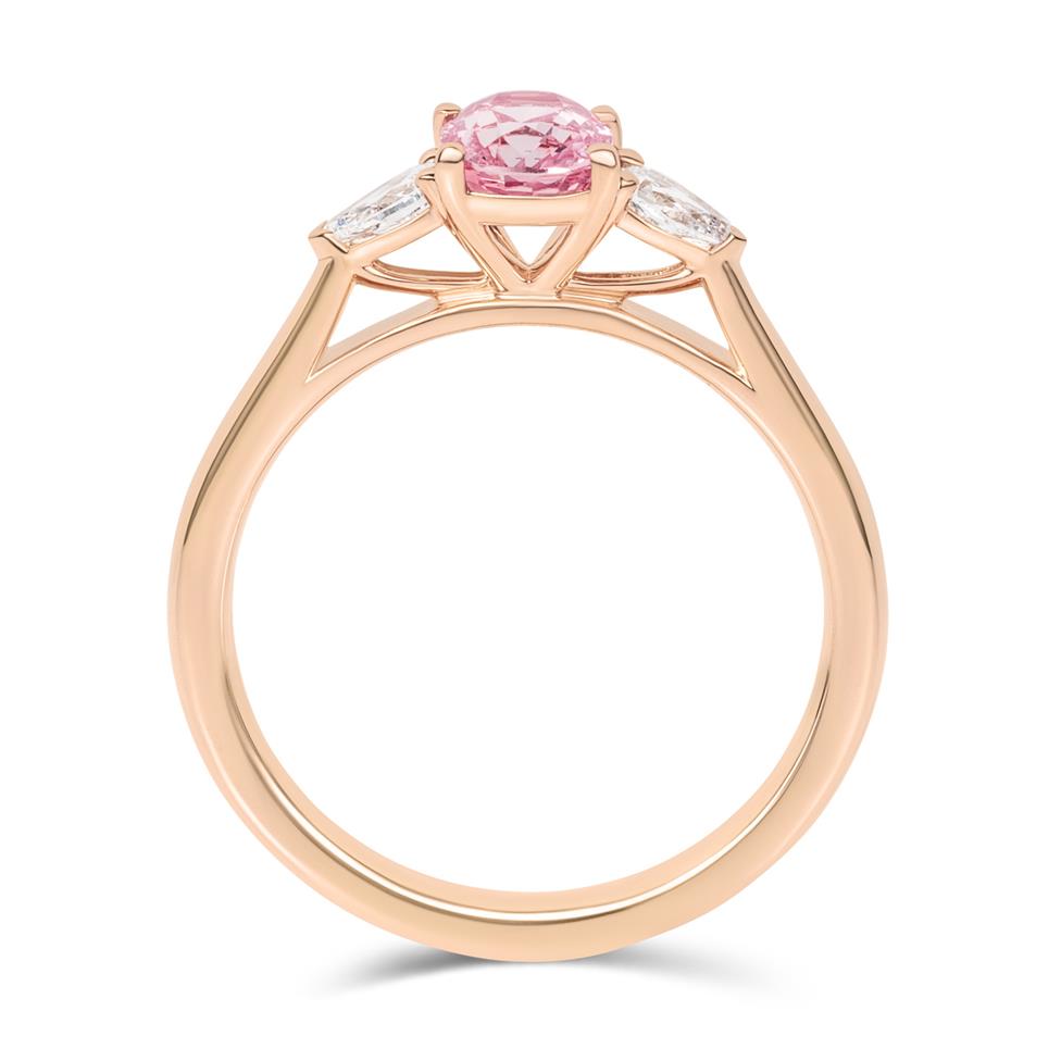 18ct Rose Gold Cushion Padparadscha Sapphire and Diamond Ring Thumbnail Image 2