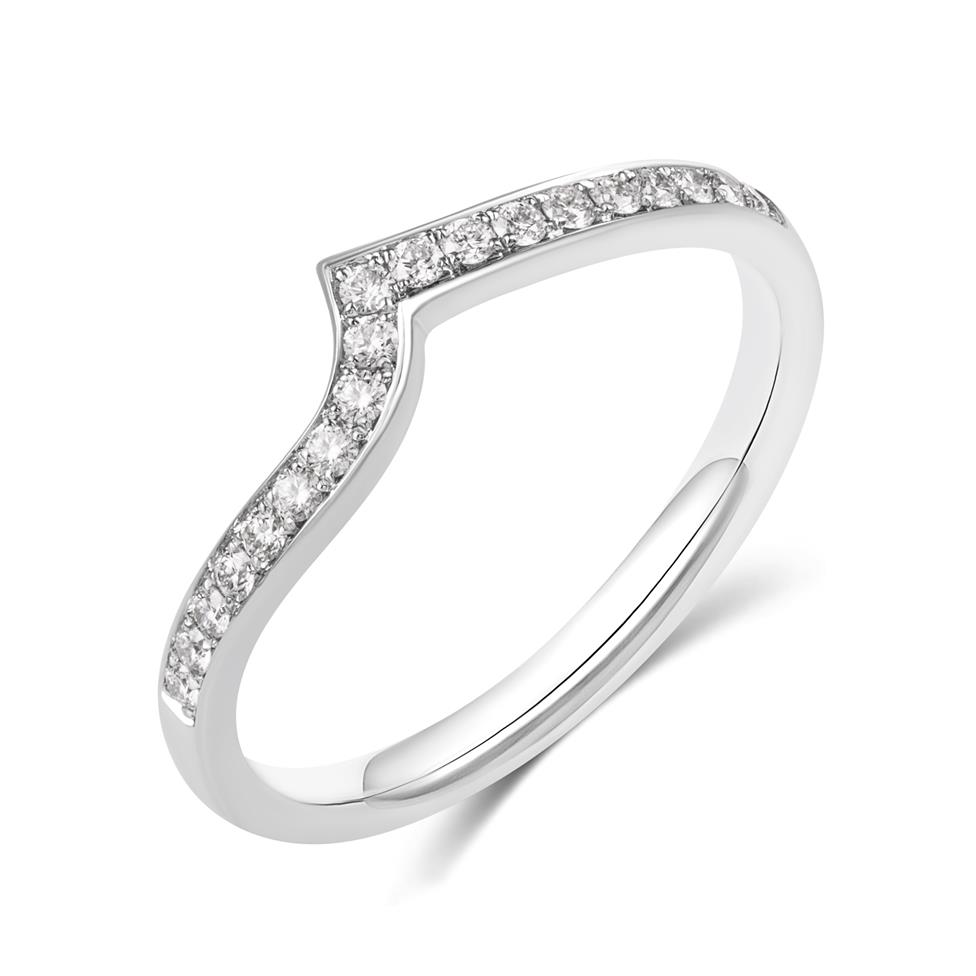 Platinum Diamond Set Shaped Wedding Ring 0.25ct Thumbnail Image 0