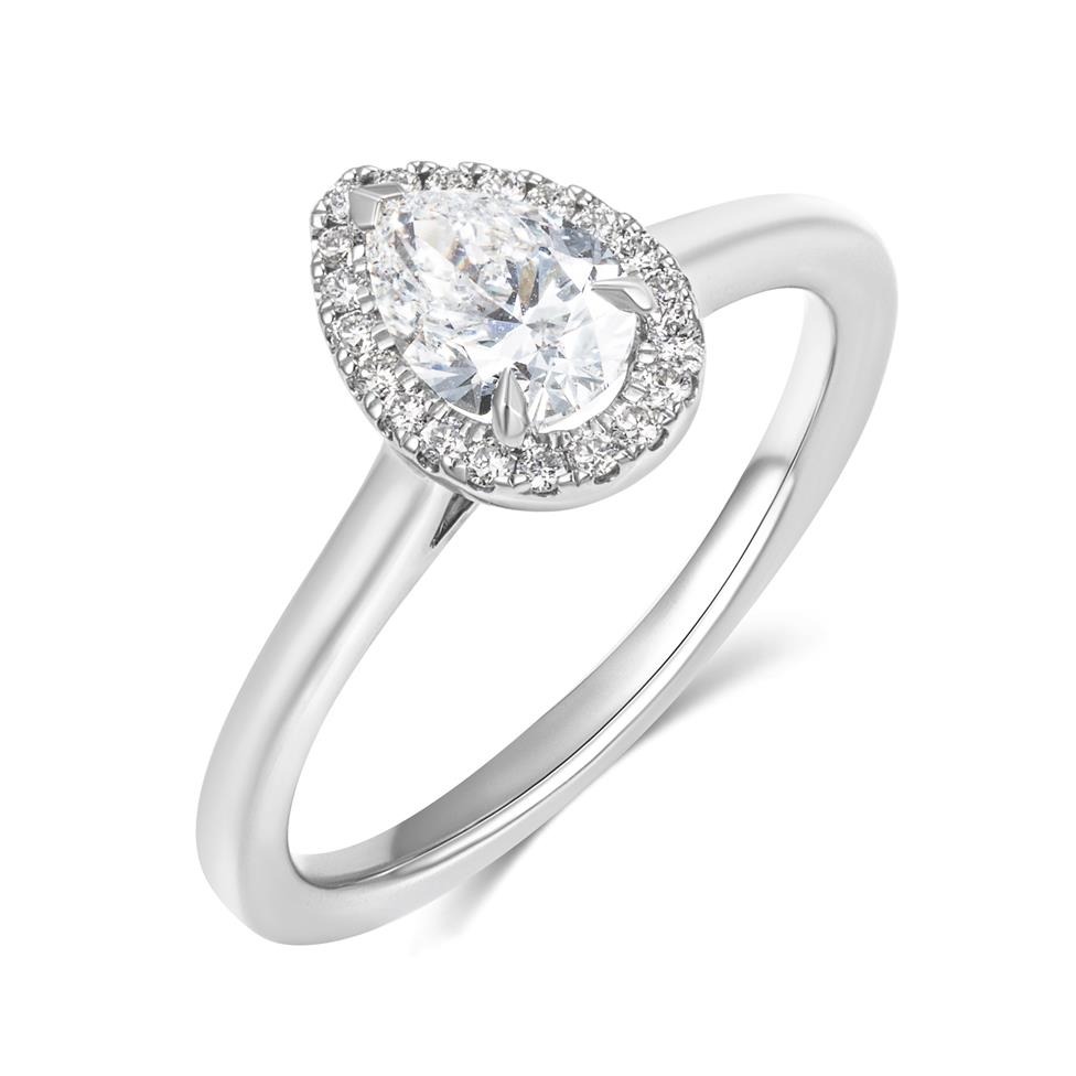 Platinum Pear Shape Diamond Halo Engagement Ring 0.85ct Thumbnail Image 0