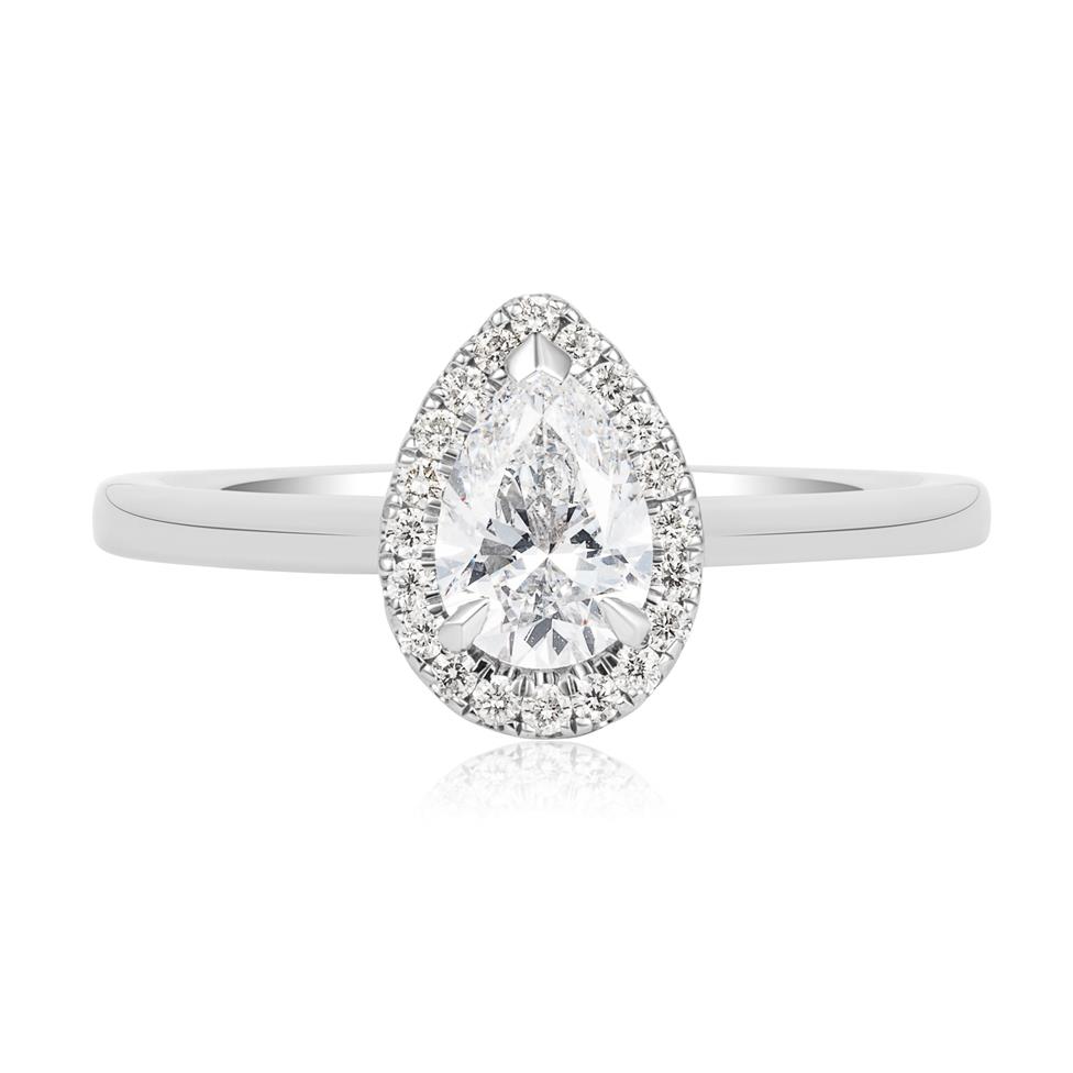 Platinum Pear Shape Diamond Halo Engagement Ring 0.85ct Thumbnail Image 1