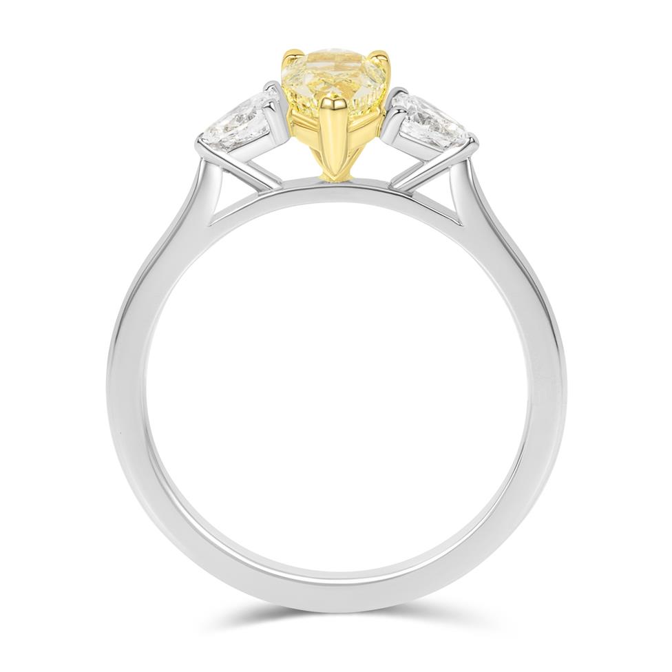 Platinum Yellow Pear Diamond Engagement Ring 0.78ct Thumbnail Image 2