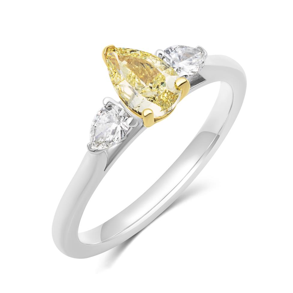 Platinum Yellow Pear Diamond Engagement Ring 0.78ct Thumbnail Image 0