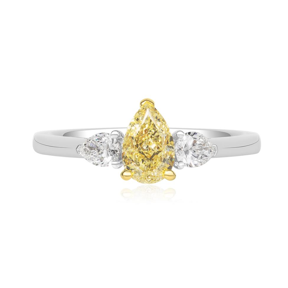 Platinum Yellow Pear Diamond Engagement Ring 0.78ct Thumbnail Image 1