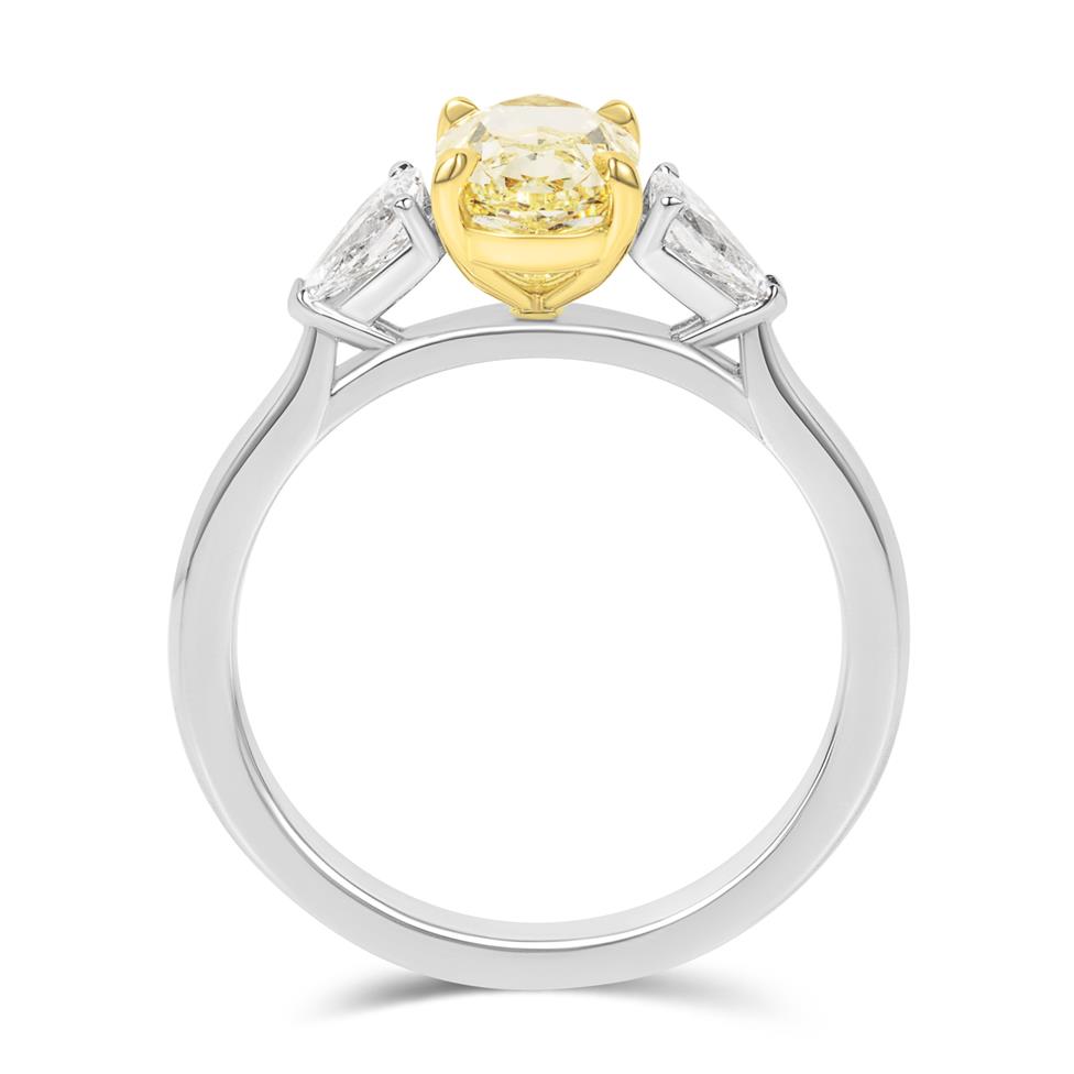 Platinum Oval Yellow Diamond Engagement Ring 1.30ct Thumbnail Image 2