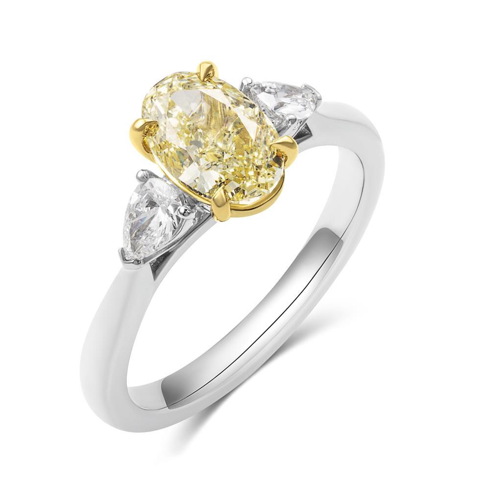 Platinum Oval Yellow Diamond Engagement Ring 1.30ct Thumbnail Image 0