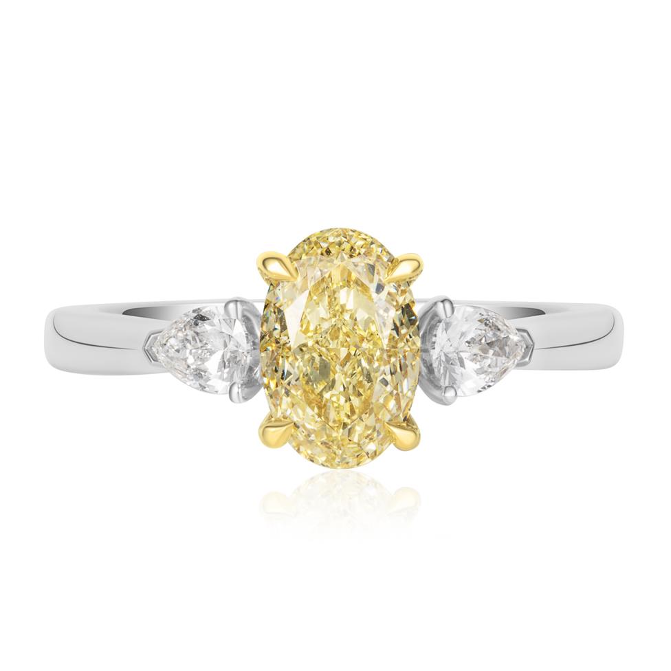 Platinum Oval Yellow Diamond Engagement Ring 1.30ct Thumbnail Image 1