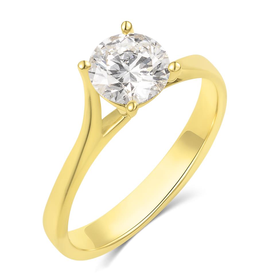 18ct Yellow Gold Twist Design Diamond Solitaire Engagement Ring 1.00ct Thumbnail Image 0