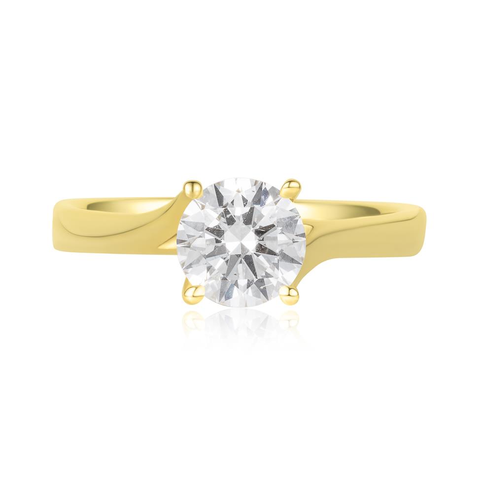 18ct Yellow Gold Twist Design Diamond Solitaire Engagement Ring 1.00ct Thumbnail Image 2