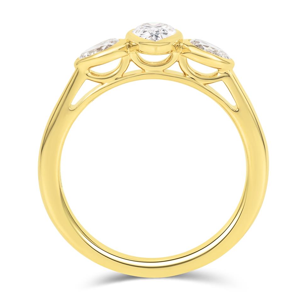 18ct Yellow Gold Three Stone Diamond Engagement Ring 0.66ct Thumbnail Image 3