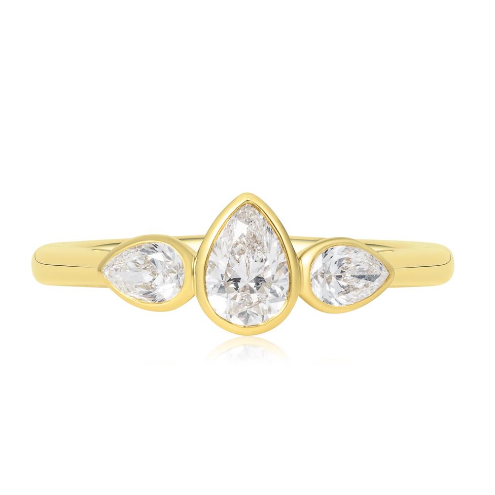 18ct Yellow Gold Three Stone Diamond Engagement Ring 0.66ct Thumbnail Image 2