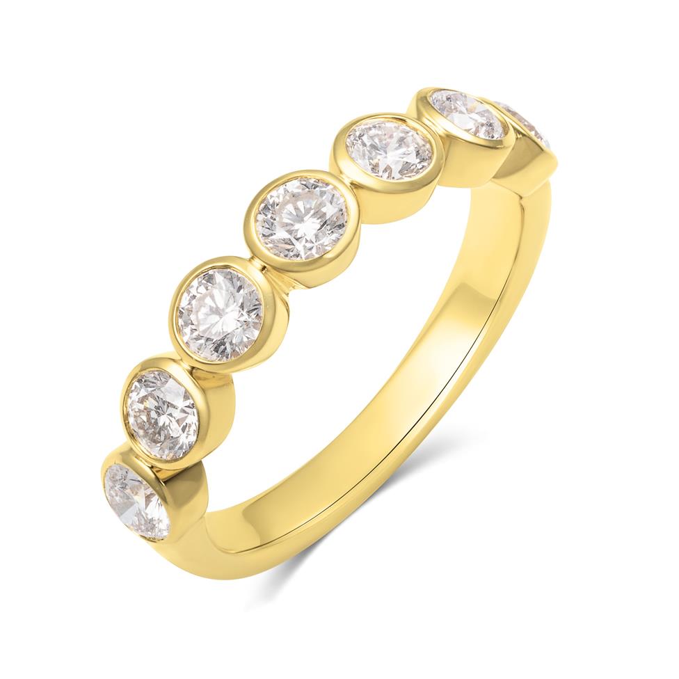 18ct Yellow Gold Bezel Set Diamond Half Eternity Ring 1.05ct Thumbnail Image 0