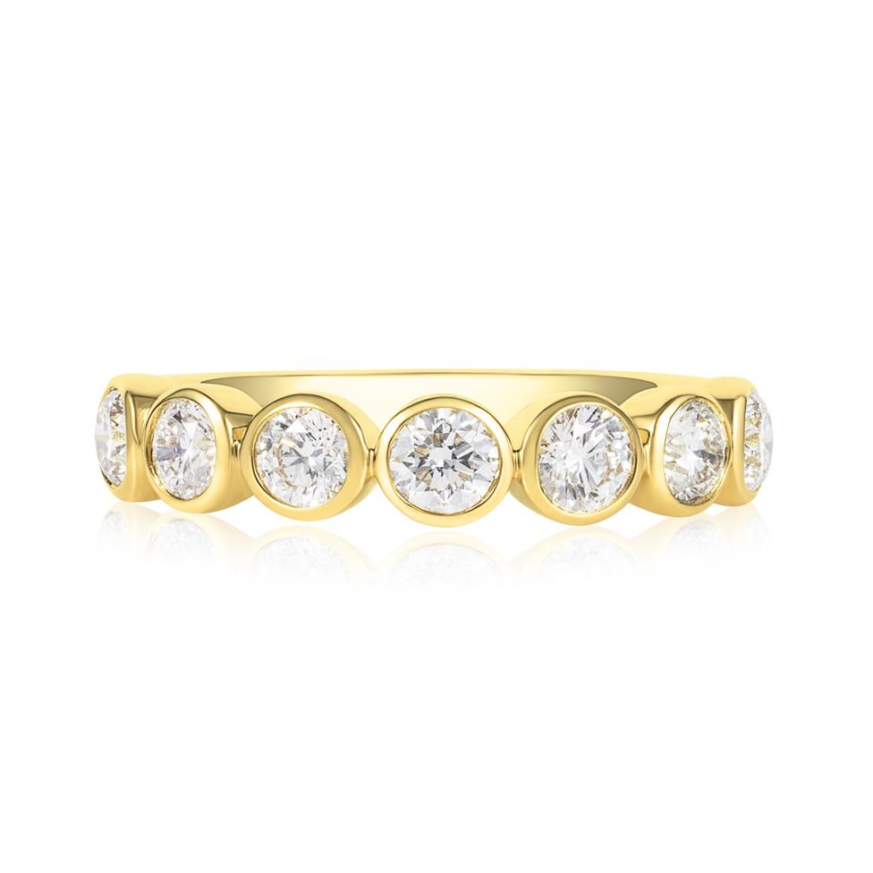 18ct Yellow Gold Bezel Set Diamond Half Eternity Ring 1.05ct Thumbnail Image 1