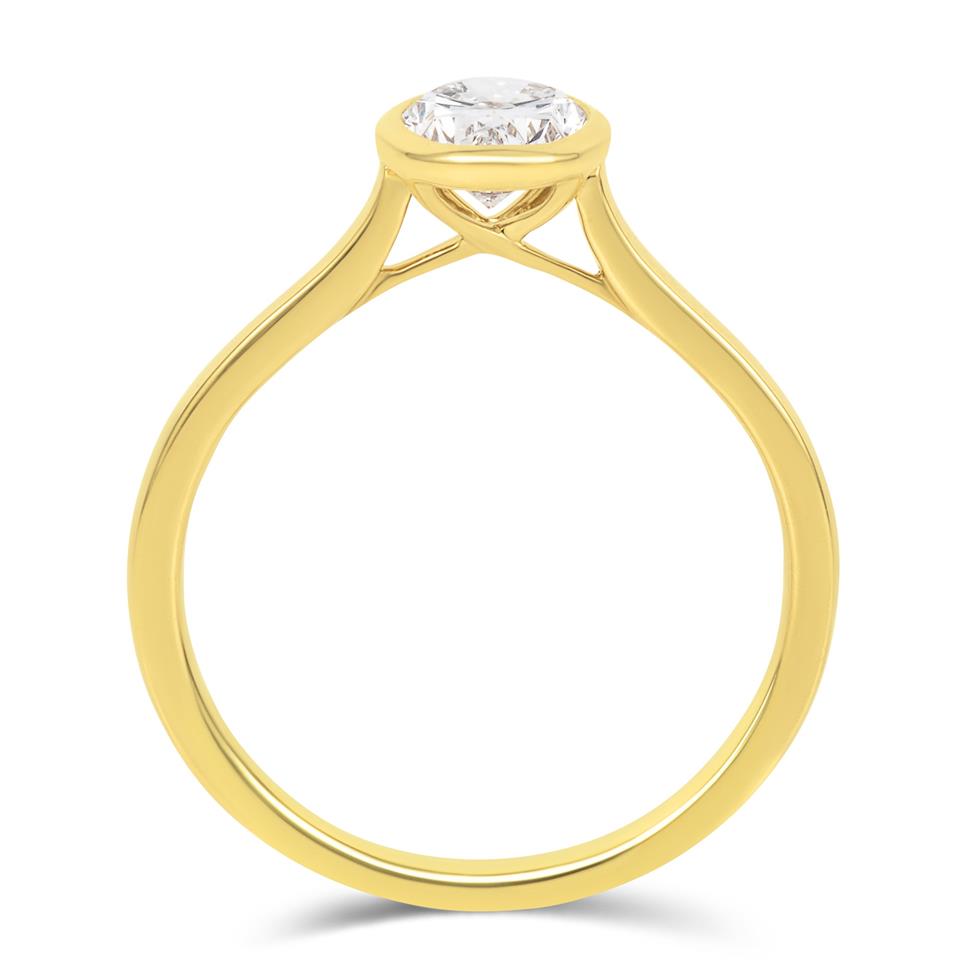 18ct Yellow Gold Bezel Set Oval Diamond Solitaire Engagement Ring 0.80ct Thumbnail Image 3