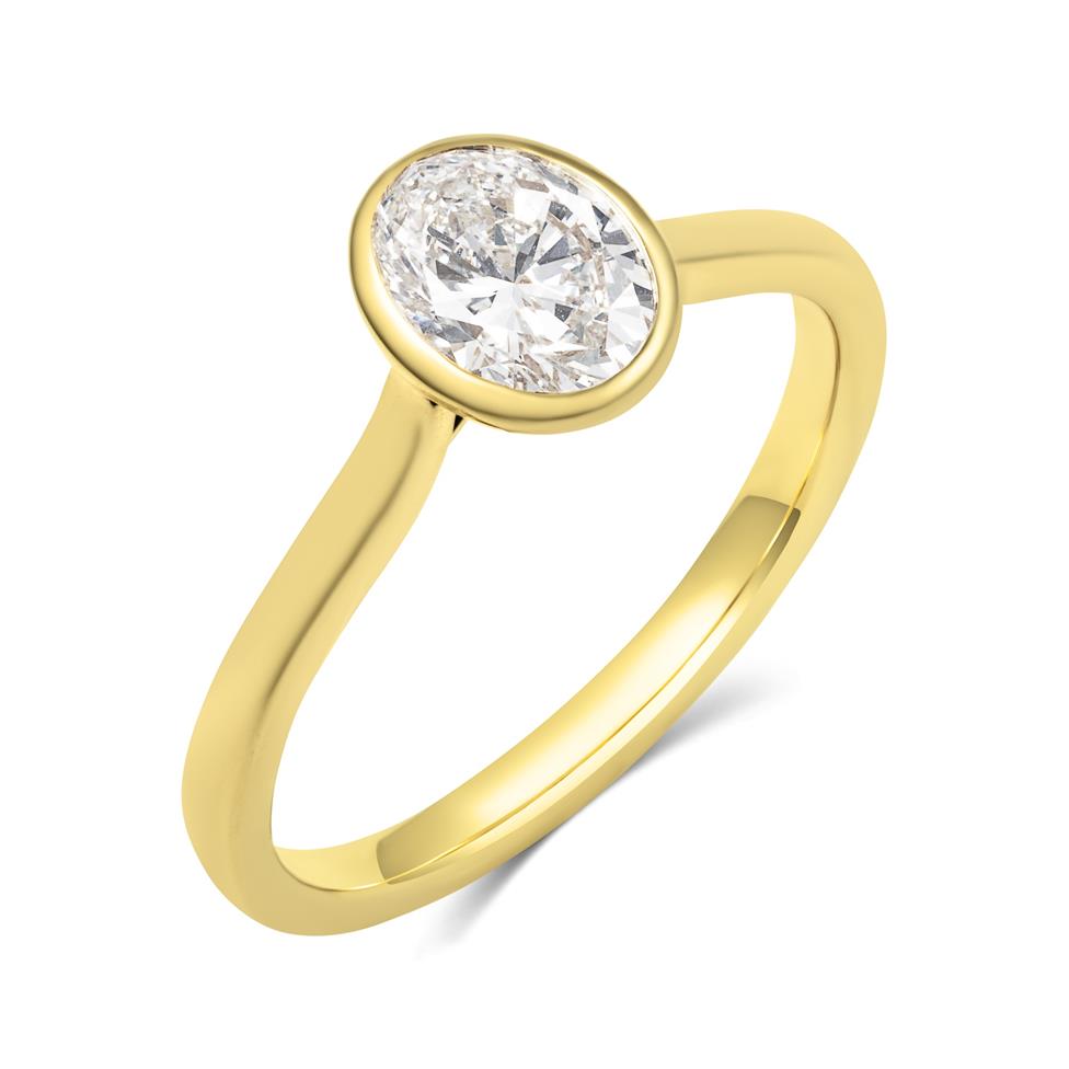 18ct Yellow Gold Bezel Set Oval Diamond Solitaire Engagement Ring 0.80ct Thumbnail Image 0