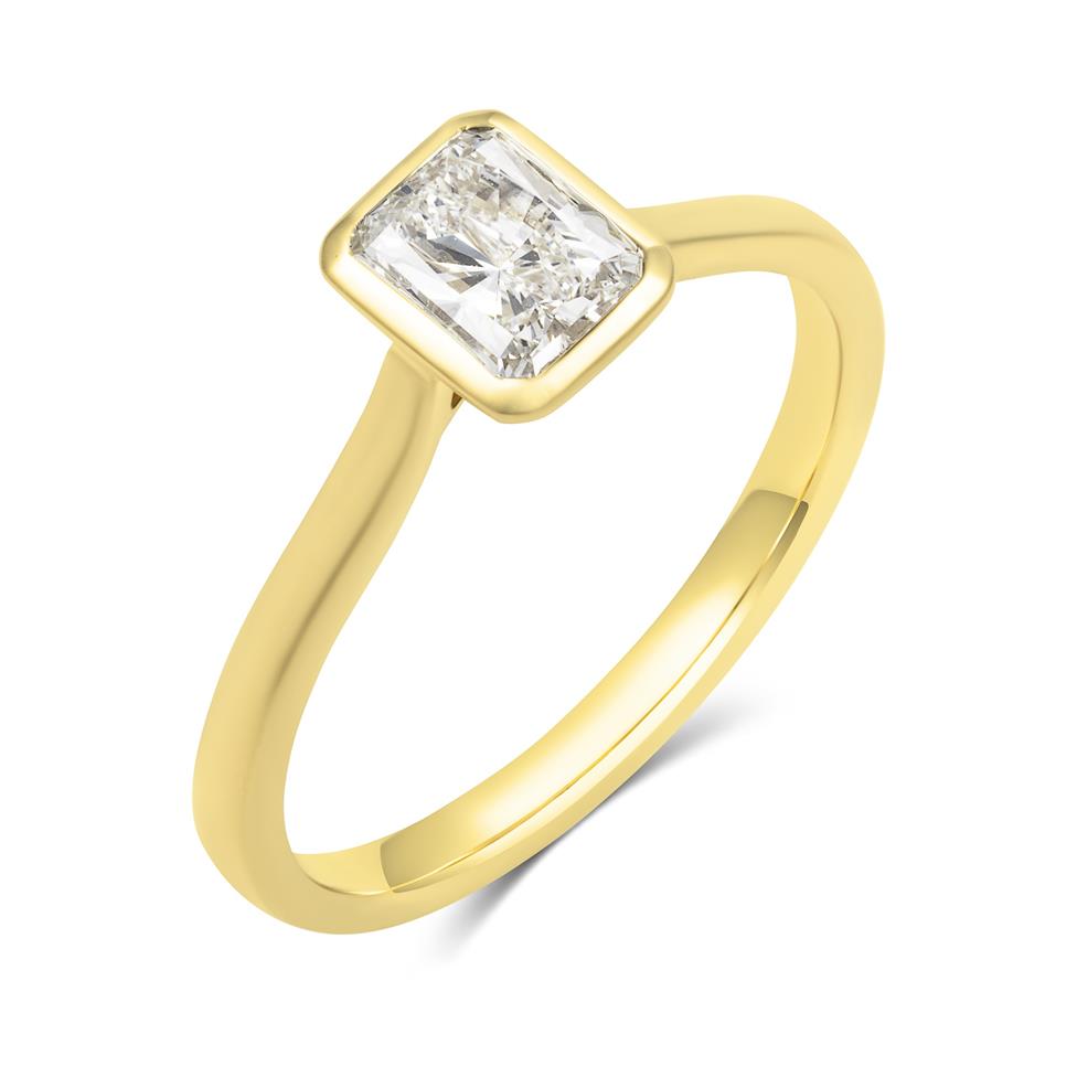 18ct Yellow Gold Bezel Set Radiant Diamond Solitaire Engagement Ring 0.80ct Thumbnail Image 0