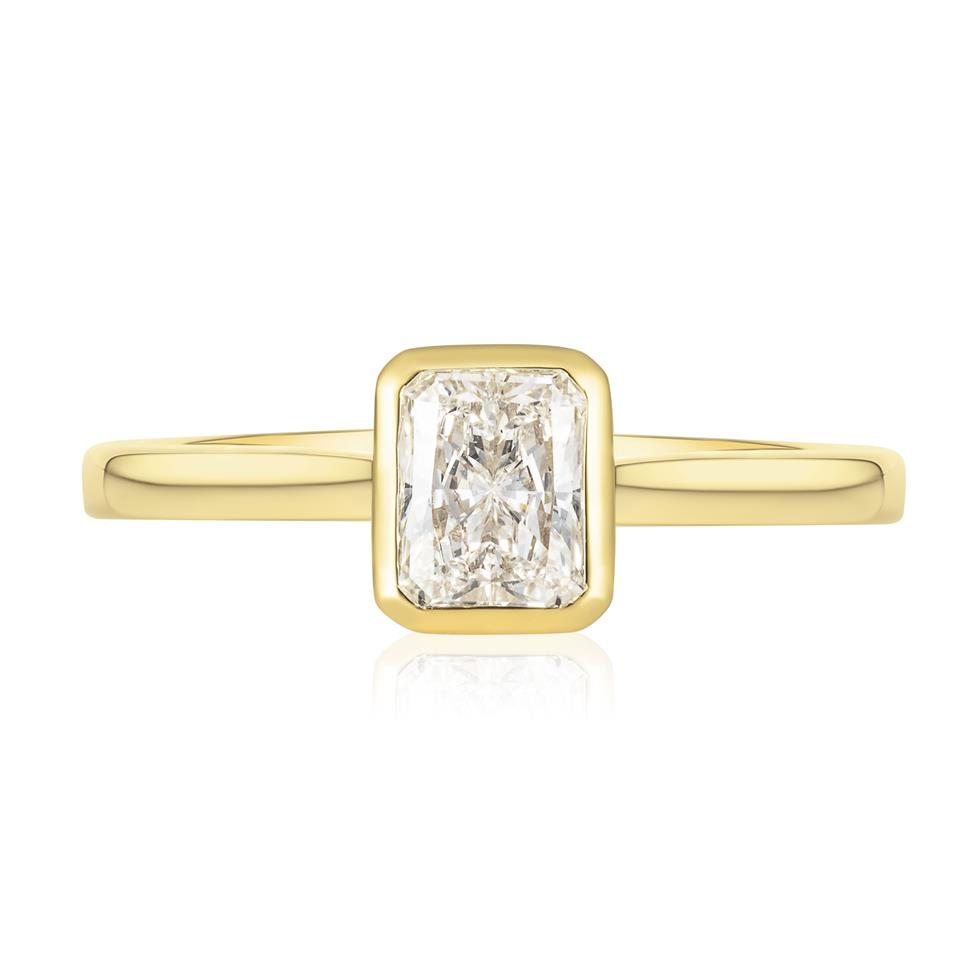 18ct Yellow Gold Bezel Set Radiant Diamond Solitaire Engagement Ring 0.80ct Thumbnail Image 2