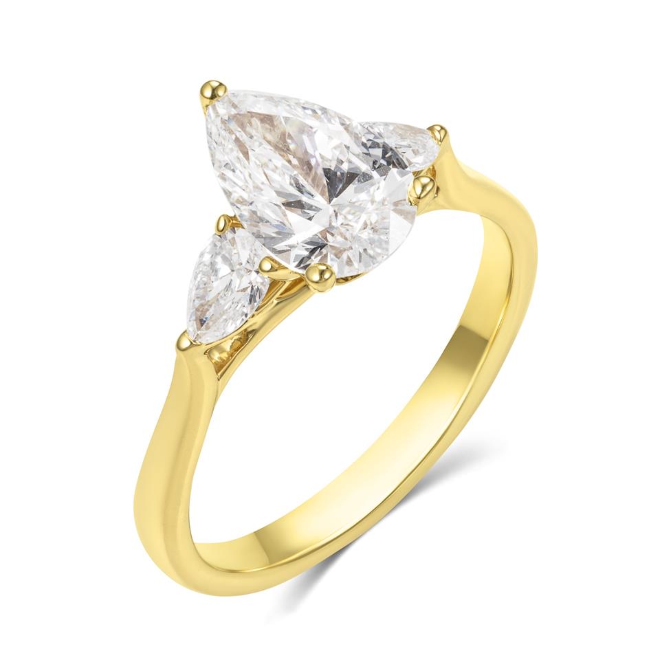 18ct Yellow Gold Lab Grown Pear Diamond Engagement Ring 1.50ct Thumbnail Image 0