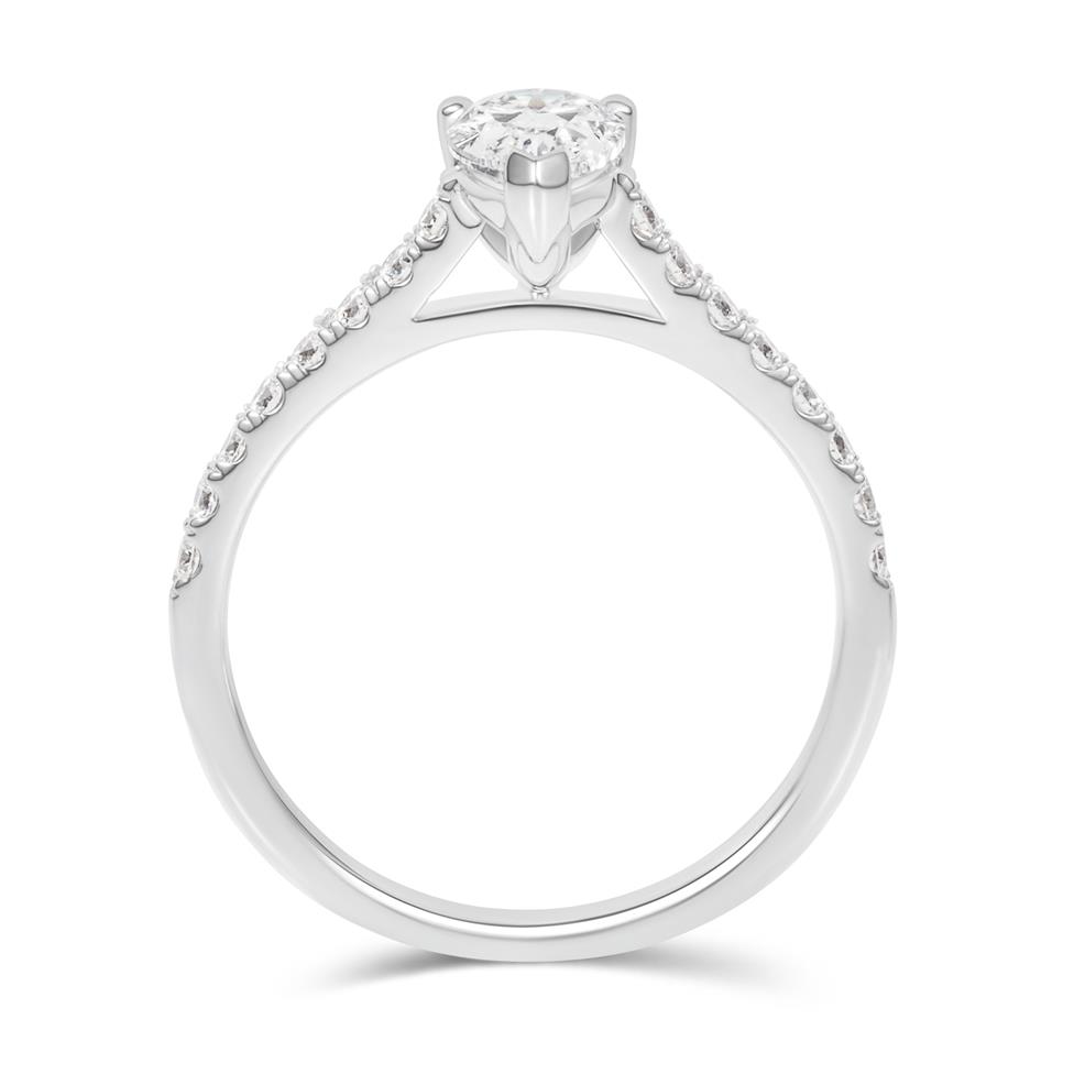 Platinum Pear Shape Diamond Solitaire Engagement Ring 0.95ct Thumbnail Image 2