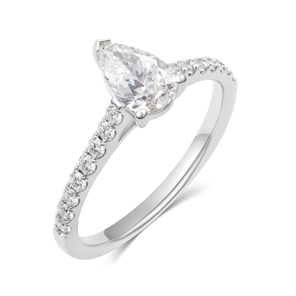 Platinum Pear Shape Diamond Solitaire Engagement Ring 0.95ct Thumbnail Image 0