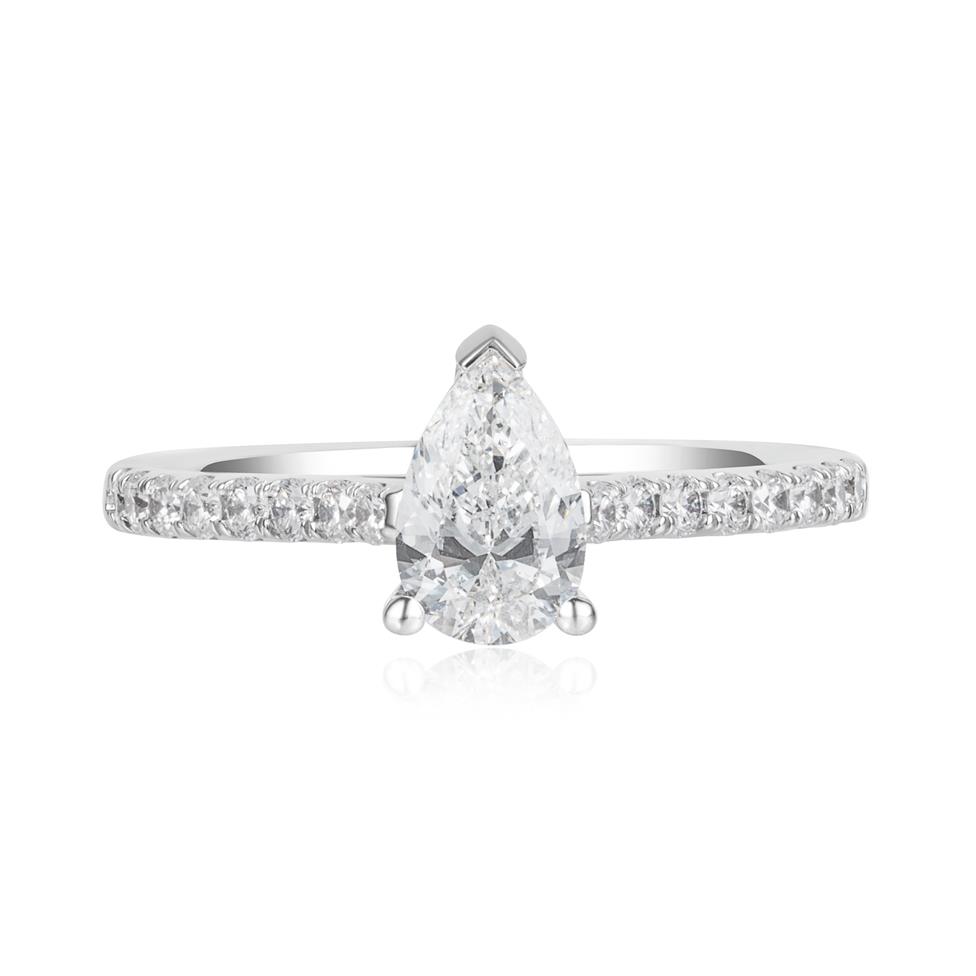 Platinum Pear Shape Diamond Solitaire Engagement Ring 0.95ct Thumbnail Image 1