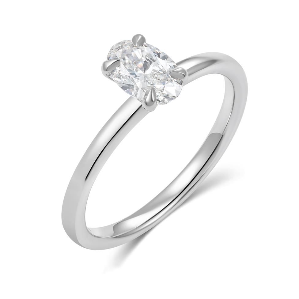 Platinum Oval Cut Diamond Solitaire Engagement Ring 0.60ct Thumbnail Image 0