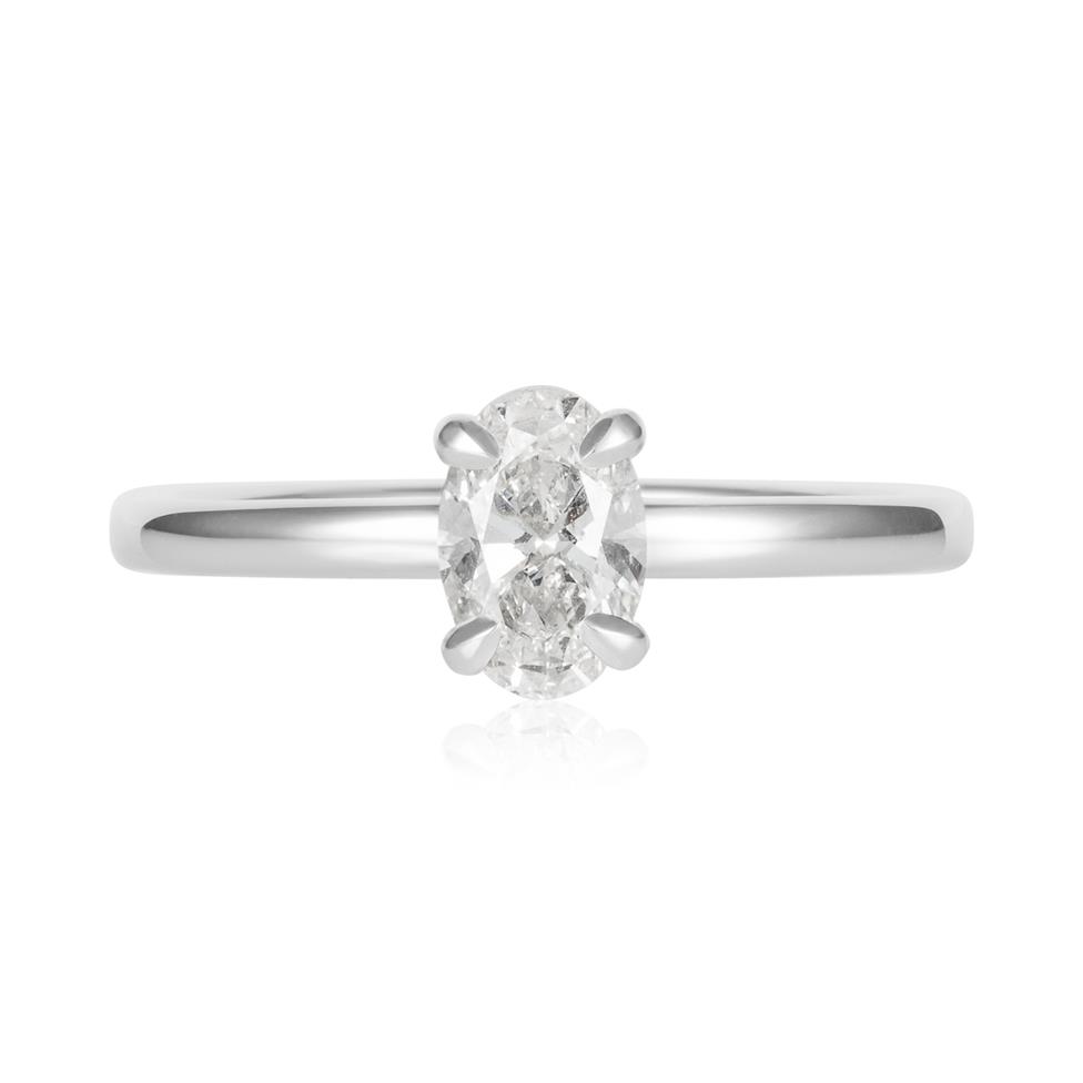 Platinum Oval Cut Diamond Solitaire Engagement Ring 0.60ct Thumbnail Image 1
